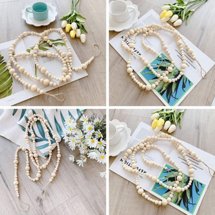 2PCS Wooden Beads Garland 14.4 Feet, Wood , Boho Christmas Tree Hanging Decorations Rustic Farmhouse Home Decor for Wall Table Thanksgiving for Mom