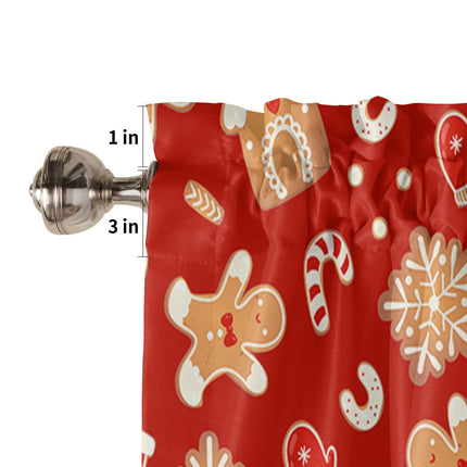 Christmas Valances for Windows Gingerbread Man Christmas Kitchen Curtain Valances Rod Pocket Snowflake Red Window Curtain Treatment Short Topper Curtains Seasonal Valance Christmas Decor, 42x18 Inch