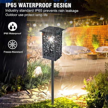 4 Pack Solar Pathway Lights, Solar Powered Outdoor Lights, Waterproof High Lumen Outdoor Solar Lights, Metal & Glass Garden Lights, for Patio, Yard Lawn and Garden