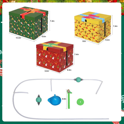 Automatic Christmas Tree Watering System - Automatic Christmas Tree Waterer Looks Like a Present Box - Santa’s Tree Helper Keeps Your Live Tree Healthy and Green Christmas Decorations (G-Y-R-3Box)