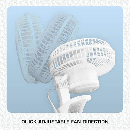 Hurricane Fans Classic 6 Inch Clip Fan Portable Fan With Strong Clamp, Two Speed Settings, And Adjustable Tilt Mechanism, White