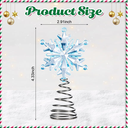 Lenwen Mini Snowflake Tree Topper Christmas Ornaments Blue Star Snowflake Small Treetop for Party Holiday Winter Xmas Home Decorations(Snowflake)
