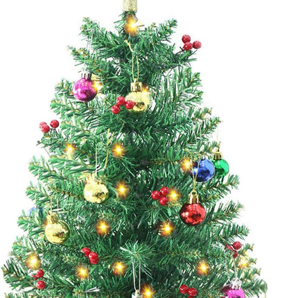 24 Inch Tabletop Christmas Tree, Artificial Mini Xmas Pine Tree with LED String Lights and Ornaments,Christmas Decoration Tree Decor