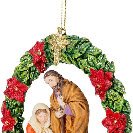 Kurt Adler Nativity Wreath Christmas Ornament 4 1/4 inches