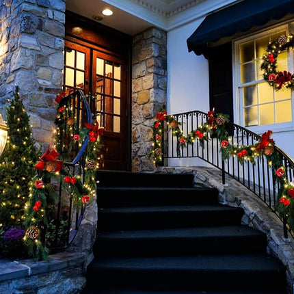 Christmas Garland with Lights 2PCS Pine Cones Red Berry Garland String Lights 6.5FT 20 LED Fairy Pinecone Lights for Fireplace Mantle Winter Xmax Tree Party Indoor Outdoor Decorations(2 Pcs)
