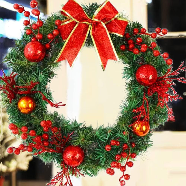 Christmas Wreaths for Front Door Xmas Wreath Ornaments Red Bow and Colored Balls Merry Christmas Decorations Wreath for Front Door Wall Window Indoor Outdoor Holiday Party Home Decor 20 Inches