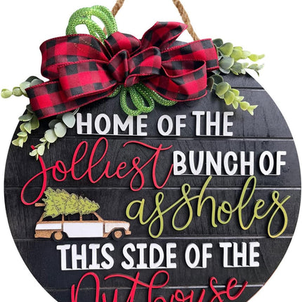 Christmas 3D Door Hanger Sign-National Lampoons Christmas Welcome Sign for Front Door-Rustic Farmhouse Christmas Hanging Sign for Home Decor House Christmas Vacation Decor (C style)