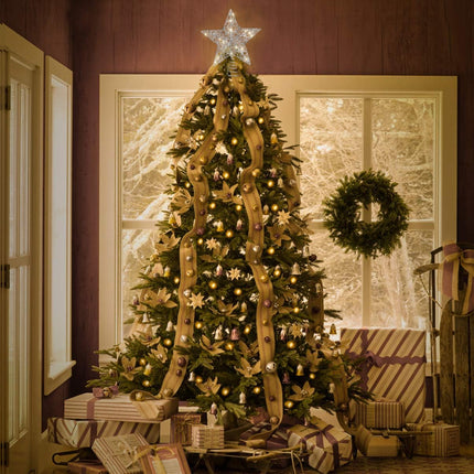 Toyvian Christmas Tree Topper Star,Christmas Decorations Lighted Wire Xmas Tree Star for Christmas Tree Ornament (12 Inch, Silver)