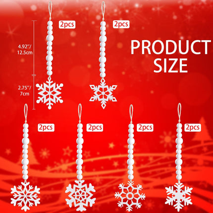 12pcs Christmas Tree Hanging Wooden Snowflakes Decorations 3D Christmas Tree Decor White Wood Snowflake Ornaments with Jute String Hanger for Home Ceiling Chandelier Party Indoor Outdoor (White)