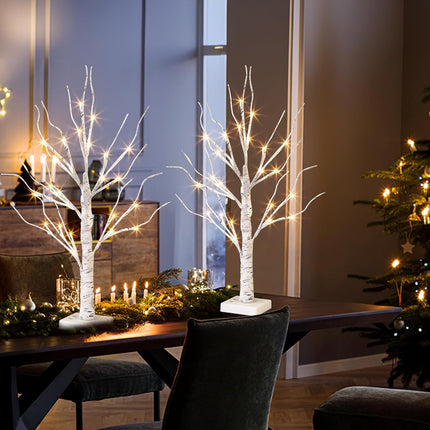 Vanthylit Lighted Tree, White Birch Tree with LED Lights, Prelit Artificial Tree with Timer, Centerpiece Tree Light for Christmas Decorations, Light Up Tabletop Tree Home Decor (2 FT, Warm White)