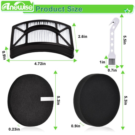 Filter For Bissell Cleanview 2486, 2487, 2488, 2490, 2492, Powerclean 2494 Vacuum, Compare To Part 1604130, 1601972, 1608225, 2 Hepa +4 Foam & Felt Filters