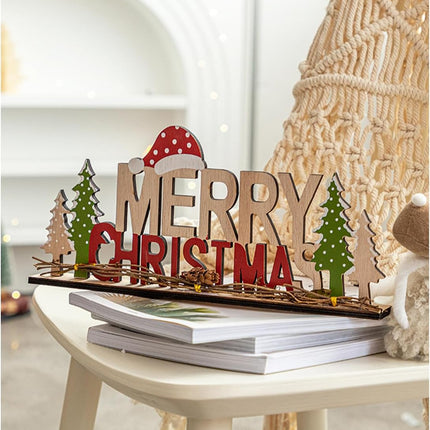 Christmas Tabletop Decor Sign, Wooden Christmas Signs with Christmas Tree Merry Christmas Letter for Coffee Table,Tiered Tray,Shelf Christmas Decorations for Home/Holiday Christmas Decor