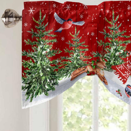 Christmas Tie Up Curtains Valances for Windows, Cute Snowman Xmas Tree Rod Pocket Blackout Balloon Curtain, Rustic Farmhouse Valance Curtains Topper Decor for Bedroom, Cafe - Red 54"x18"