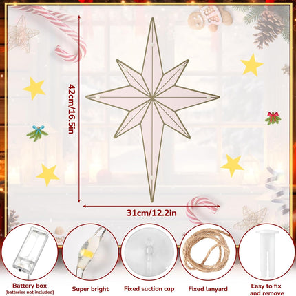 VIHOSE 17'' Bethlehem Star Christmas Light Christmas Silhouette Window Light LED Bethlehem Star Christmas Tree Wreath Decorations Accessories Hanging Ornaments for Home Yard Wall Outdoor