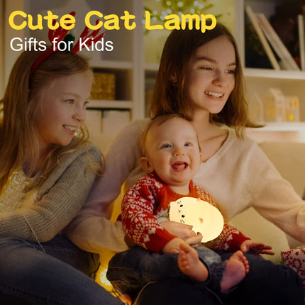 ZKLiLi Cat Night Light, Cute Cat Nursery Lights USB Rechargeable Cat Lamp Nightlight Birthday Christmas with 7-Color Breathing Modes for Kids Baby Children (Cat - MB)