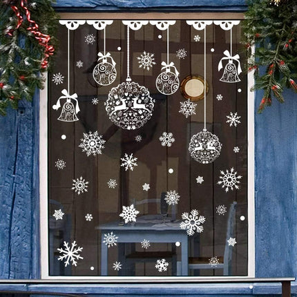275 Pcs Christmas Window Clings Static Snowflakes Window Clings Decals Stickers Christmas Window Decorations Indoor Merry Christmas Winter Wonderland Decorations Ornaments Party Supplies