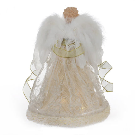 LED Angel Christmas Treetop Figurine with String Lights for Holiday Ornament or Indoor Home Table top Decor.12-Inch