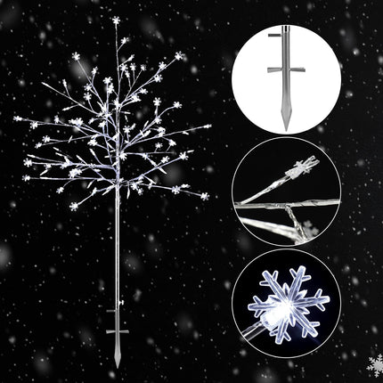 2 Pack 5Ft Outdoor Christmas Decoration Pathway Light Stake Frosty Snowflake Christmas Tree White Light Pre Lit for Outside Yard Garden Lawn Patio Walkway Christmas Holiday Decoration