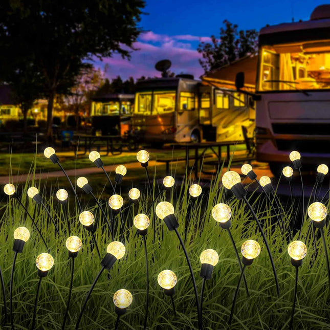 8 Modes Firefly Garden Lights Solar Outdoor - Waterproof Fairy Lights with 1200mAH Solar Panels - LED Swaying Crystal Globe for Yard Decorations, Christmas, Pathway, Patio - 4 Pack