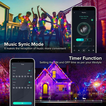 BTF-LIGHTING RGB IC WS2812B USB Twinkle Smart Fairy Light String 32.8FT 100pixel Transparent Wire Music Bluetooth Mesh APP IR Remote DIY Control Sync Color Chasing IP65 For Christmas Tree Bedroom DC5V