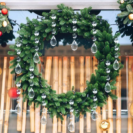 SUPREME XMAS Crystal Christmas Ornaments for Christmas Tree Decorations, 32pcs Clear Acrylic Hanging Teardrop Crystals for Centerpieces Chandelier Garland Beads Wedding Party Indoor Home Decor