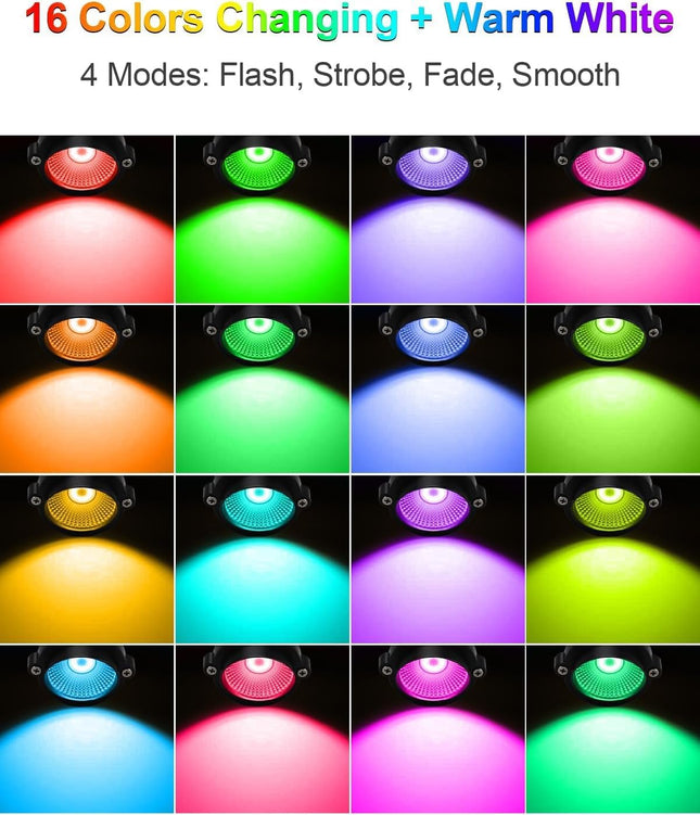ZUCKEO 12W RGB Color Changing Landscape Lights LED Low Voltage Landscape Lighting, Waterproof Garden Pathway Halloween Christmas Decorative Spot Light Outdoor Indoor (10 Pack with Connector)
