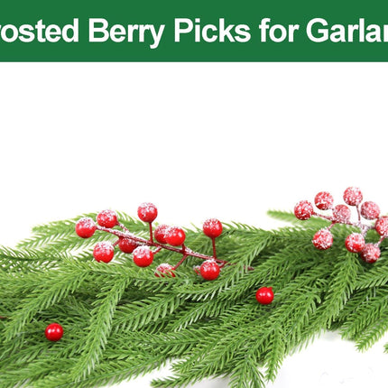 30 Pack Snow Frosted Red Berry Stems 8.9" Holly Frosted Berry Picks Snowy Artificial Red Berries for Christmas Tree Filler Picks and Sprays Holiday DIY Crafts Christmas Decor