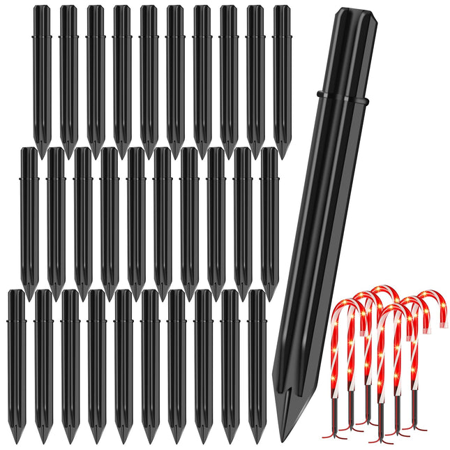 30Pcs Stakes for Outdoor Christmas Candy Cane Lights Replacement Pathway Markers Spike Replacer Plastic Inside Diameter 0.6-0.68 Inch for Maintain Garden Yard Landscape Lamps Pole