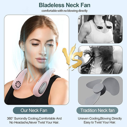 Personal Fan,Portable Neck Fan Rechargeable,HandsFree Bladeless Fan With ThreeSpeed Change,360° Surround Airflow Personal Cooling