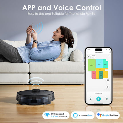 Lubluelu L15 Robot Vacuum 5000Pa,3 In 1 Robot Vacuum And Mop Combo,Lidar Navigation,5 Maps,30 Nogo Zones, Wifiappalexa,Autocharging,Robot Vacuum Cleaner For Pet Hair, Carpet, Hard Floor