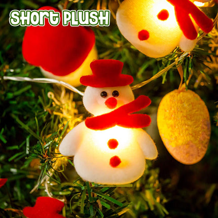 ZAUGONTW Christmas Snowman String Lights - 10 LEDs 5.4ft Waterproof Light Up String Lights, Short Plush Lights for Christmas Decorations (Battery Operated)