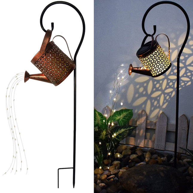 Solar Lanterns Outdoor Waterproof,Metal Watering Can Garden Decor,Hanging Solar Path Lights Yard Art,Outside Patio Decorations Gardening Birthday s for Mom Grandma Women,with Hook,Large