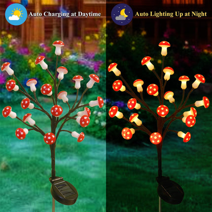 Christmas Outside Decorations Solar Mushroom Garden Stake Lights Outdoor-2PACK 40LED Red Mushroom Decor Tree Lights for Christmas s&Christmas Party, Solar Christmas Lights for Yard Home