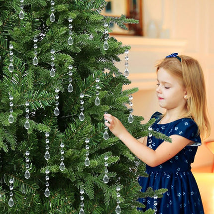 SUPREME XMAS Crystal Christmas Ornaments for Christmas Tree Decorations, 32pcs Clear Acrylic Hanging Teardrop Crystals for Centerpieces Chandelier Garland Beads Wedding Party Indoor Home Decor