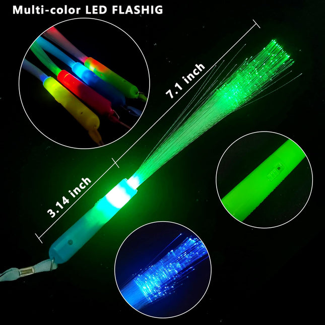 36 Glow Fiber Optic Wands Sticks LED Light up Wands Bulk,Glow in the dark Party Supplies Favor Flashing Sticks Included Batteries for Birthday Holiday Party Wedding Halloween Christmas
