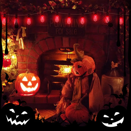10Ft Halloween LED String Light with Red Blood Tear Drops, Halloween Decorations Lights with 10 ST40 LED Bulbs, Outdoor Halloween Spooky Lights for Patio, Balcony, Party, Halloween Decoration, Black