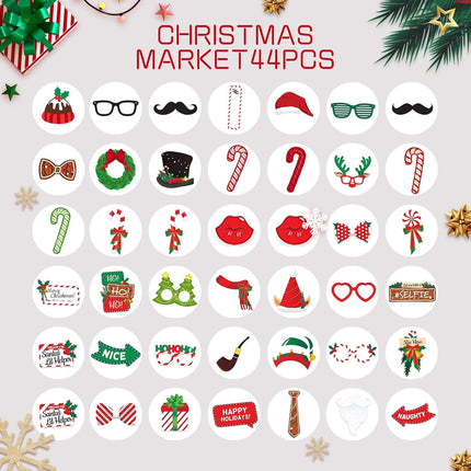 LEVSUPTY 44Pcs Christmas Party Photo Booth with Stick Props Kit for Adults Kids for Christmas Theme Party Favors Decorations Decor Supplies,Funny Xmas Selfie Props…