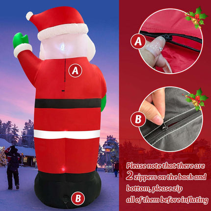 Danxilu 14FT Giant Christmas Inflatable Santa Claus Outdoor Decorations, Christmas Blow Up Santa with Wreath Built-in LED Lights for Yard Patio Garden Lawn Hall Holiday Party Xmas Decor