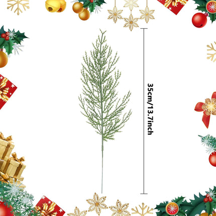 Alpurple 40 PCS Artificial Pine Leaves Branches-13.7 Inches Fake Greenery Pine Sprigs-Faux Pine Leaves Picks for DIY Garland Wreath Christmas Embellishing and Home Garden Decoration (40PCS)