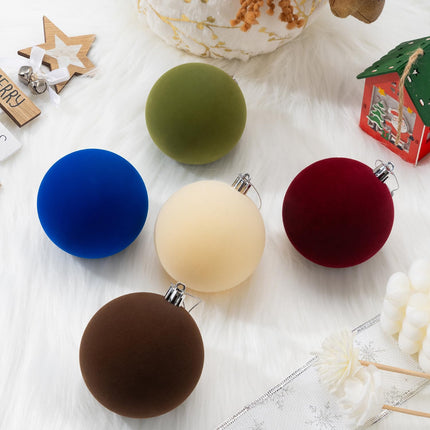 3.15" Green Velvet Christmas Ball Ornaments Set, 16 pcs Flocked Green Xmas Tree Decoration, Large Shatterproof Decorative Hanging Balls for Party Holiday Wreath Garland Home Décor