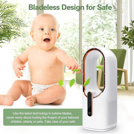 Conbola Desk Fan Portable, Battery Operated,Quiet Desktop Fan Bladeless With 3 Cooling Speeds, 11.8 Inch Touch Control Personal