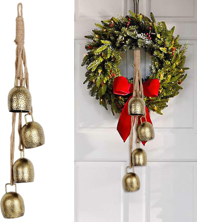 Cow Bell,Bells Ornament ,Christmas Bells for Decoration,Decorative Bells,Metal Tibetan Inspired Meditation Decorative Cow Bell with Jute Hanging Rope