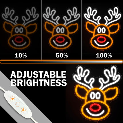 Christmas Elk Neon Sign for Wall Decor Dimmable Christmas Neon Sign Light Deer Led Neon Night Light Up Animal Neon Sign for Bedroom Children Kids Living Room Winter Home Party