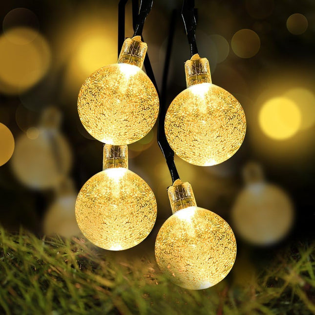 Battery Operated Globe String Lights, Crystal Globe String Lights 16ft 30 LED 8 Modes Waterproof String Lights with Timer for Backyard Garden Balcony Pergola Wedding Party Decor(Warm White)