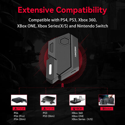 Keyword and Mouse Adapter for Nintendo Switch/Xbox One/PS4/PS3, AIMVICE Keyboard Adapter & Xbox Keyboard Adapter, Perfect for Games Consoles for FPS, TPS and RTS [2023 Upgrade Version]