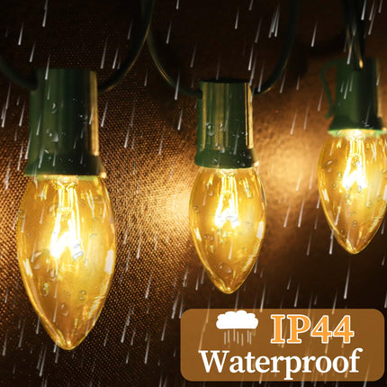 25 Pack C9 Bulbs Clear Replacement Bulbs Incandescent, C9 Christmas Light Bulbs for Christmas String Light, E17 Intermediate Base, 7 Watt, Clear