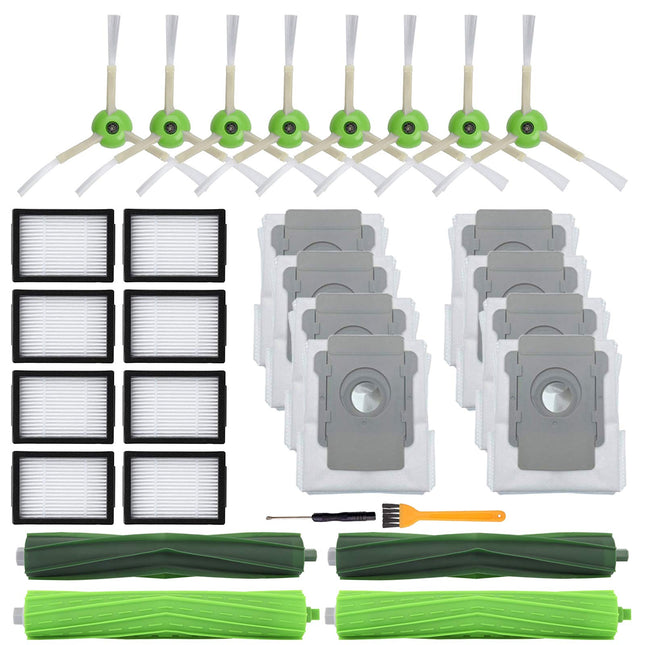 26 Pack Parts For Irobot Roomba J77150 I33150 I3+3550 I4 I6 I6+6550 I77150 I7+7550 I8 I8+ Robot Vacuum Accessories,2 Sets Roller Brushes,8 Filters,8 Side Brushes,8 Dust Bags