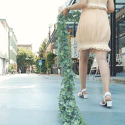 Eucalyptus Garland 9.2ft Long & Thick - Faux Greenery Garland Leaves - Artificial Eucalyptus Vines - Wedding Eucalyptus - Christmas Garland Home Room Decor - Table Runner Indoor Outdoor