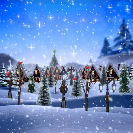 14 Pcs Christmas Accessories Village Figurine Miniature Pine Trees Snow Artificial Christmas Trees Bare Branch Trees Street Lights Lamps for Xmas DIY Crafts Winter Room Landscape (Fresh Style)