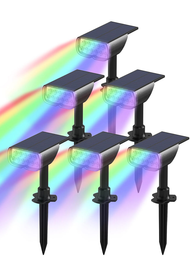 Solar Lights Outdoor Color Changing Solar Spot Lights Landscape Spotlights IP65 Waterproof Solar Outdoor Lights for Christmas Decorations, Garden, Yard, 8 Lighting Modes, 6 Pack (Multicolor)